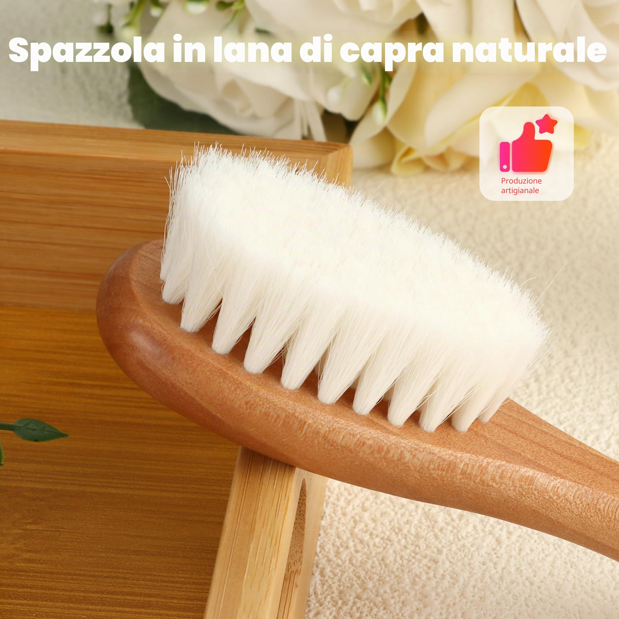 Set di pettini per bambini, in legno naturale, con setole morbide di capra, per neonati, cura del cuoio capelluto, accessori per bambini