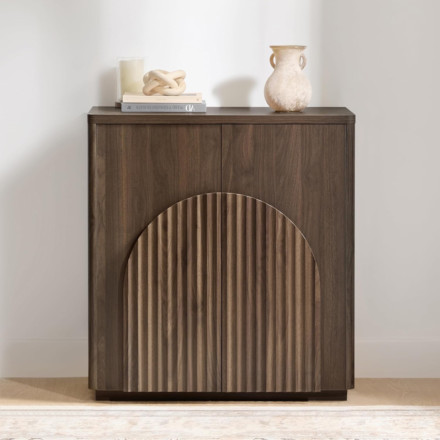 CHITA Sideboard Buffet Cabinet with Storage, Small Storage Cabinet with Doors and Shelves for Living Room Accent, Bar, Kitchen, Walnut