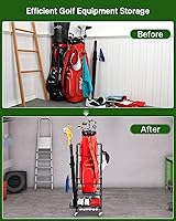 Vista 4 de Organizador de almacenamiento de bolsas de golf, soporte para bolsas de golf, palos de golf y accesorios para equipos de golf, estante