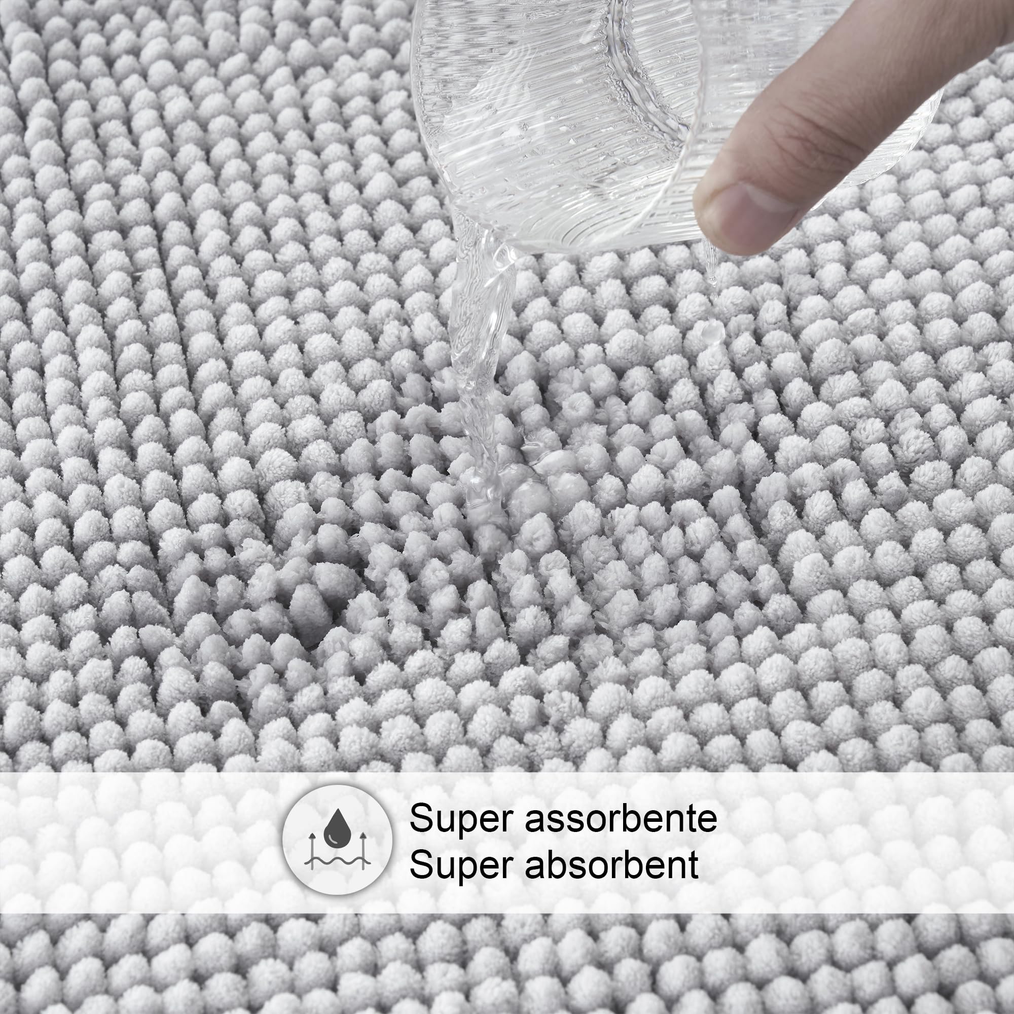 Tappeto Bagno PERSIANO Antiscivolo - Morbido Assorbente, Lavabile, Grigio Orientale 40x60cm - Foto 8