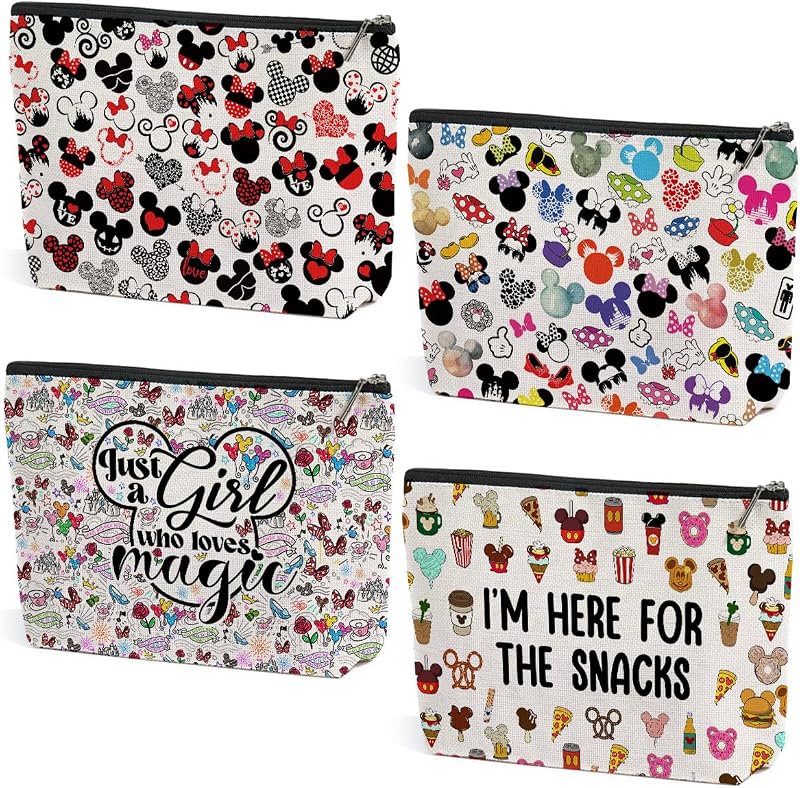 Necessaire de maquiagem ZHAMEN com estampa de desenho animado, 4 unidades