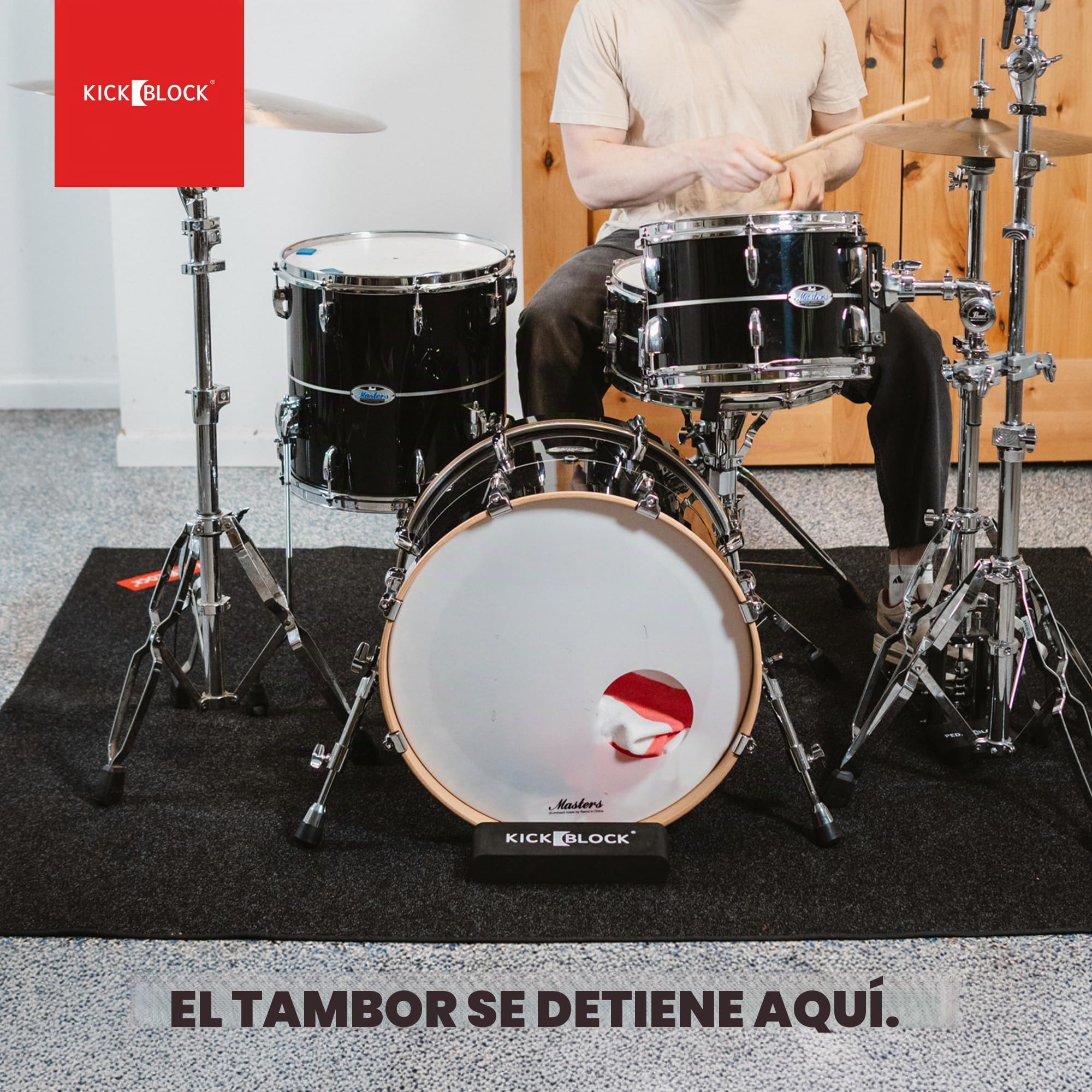KickBlock Ancla para bombo – El mejor tapón de tambor del mundo para prevención de deslizamientos y deslizamientos – Tecnología Ultra-Grip – Accesorio ligero y portátil – Negro escenario