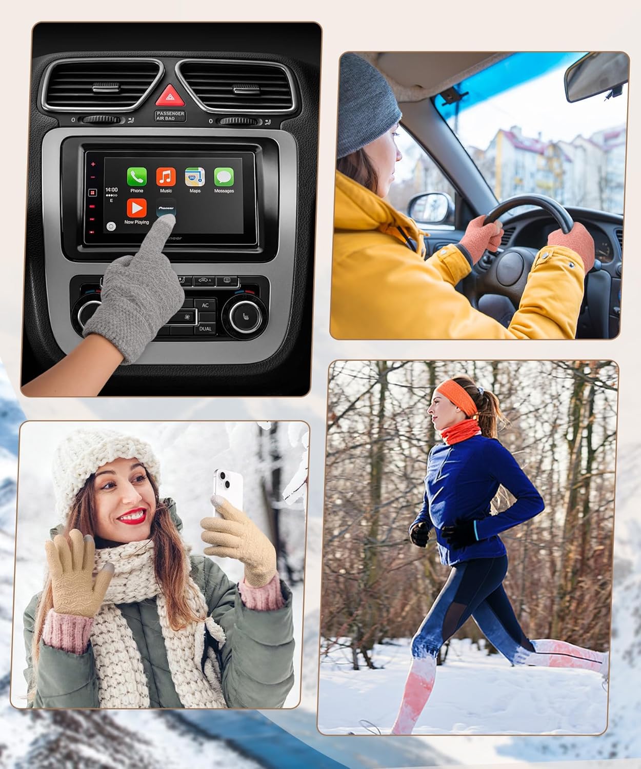 Winter Gloves for Women, 2 Pairs Warm Wool Touchscreen Gloves for Women Cold Weather Knit Mittens Fleece Lined Glove - Image 4