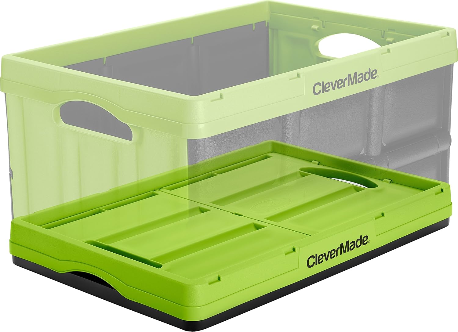 CleverMade CleverCrates 46 Liter Collapsible Storage Bin/Container: Solid Wall Utility Basket/Tote, Kiwi Green