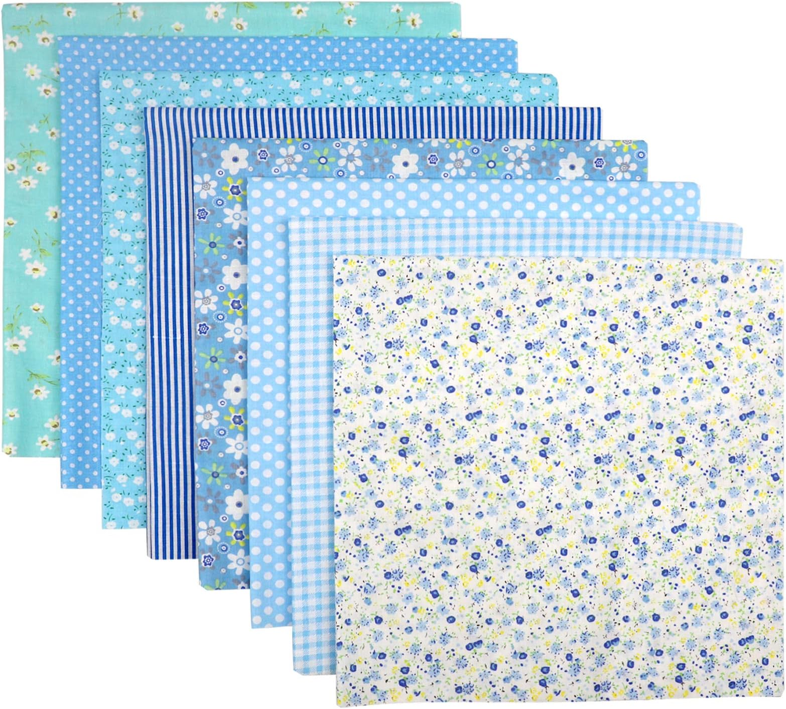 JOLIGAEA 8pcs DIY 100% Cotton Fabric Patchwork Squares, Each 50 x 50 cm Sewing Fabrics, Art Craft Fabric Sheets with Flower Pattern Material for Quilting Sewing Cloths DIY Artcraft (Summer Wind)