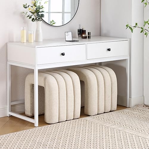 Miniatura 18 de Taburete otomano multifuncional, reposapiés para sofá, taburete de tocador moderno para sala de maquillaje, sala de estar y entrada, taburete