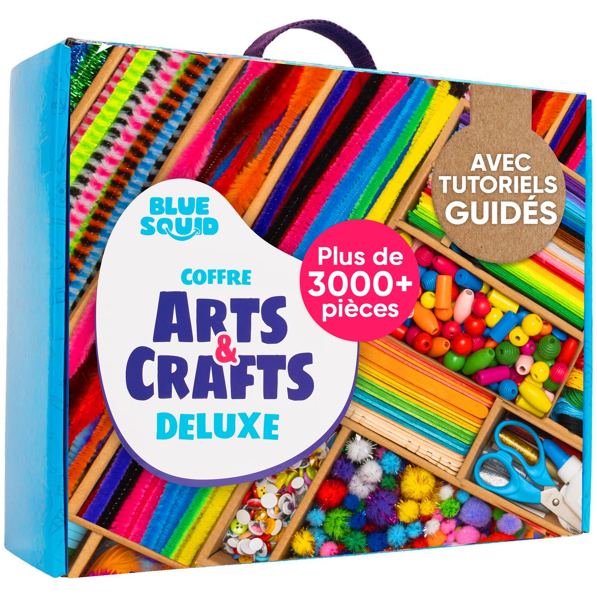 Blue Squid Boite Activités Manuelles pour Enfants - Maxi Coffret 3000 Pcs ge 4-12 ans, Kit Loisir Creatif Enfant, Kit Bricolage Enfants, Activité Manuelle Enfant
