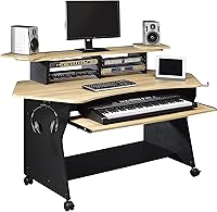 Vista 1 de IM100 Series Music Studio Escritorio Estación de trabajo con 2 x 4U Rack (roble natural)