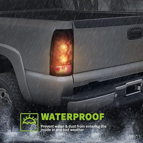 Miniatura 4 de AUTOSAVER88 Luces traseras compatibles con Chevy Silverado 15002500, 01-02 Silverado 1500 HD2500 HD3500, 99-03 GMC Sierra Clear Lens Red Housing -