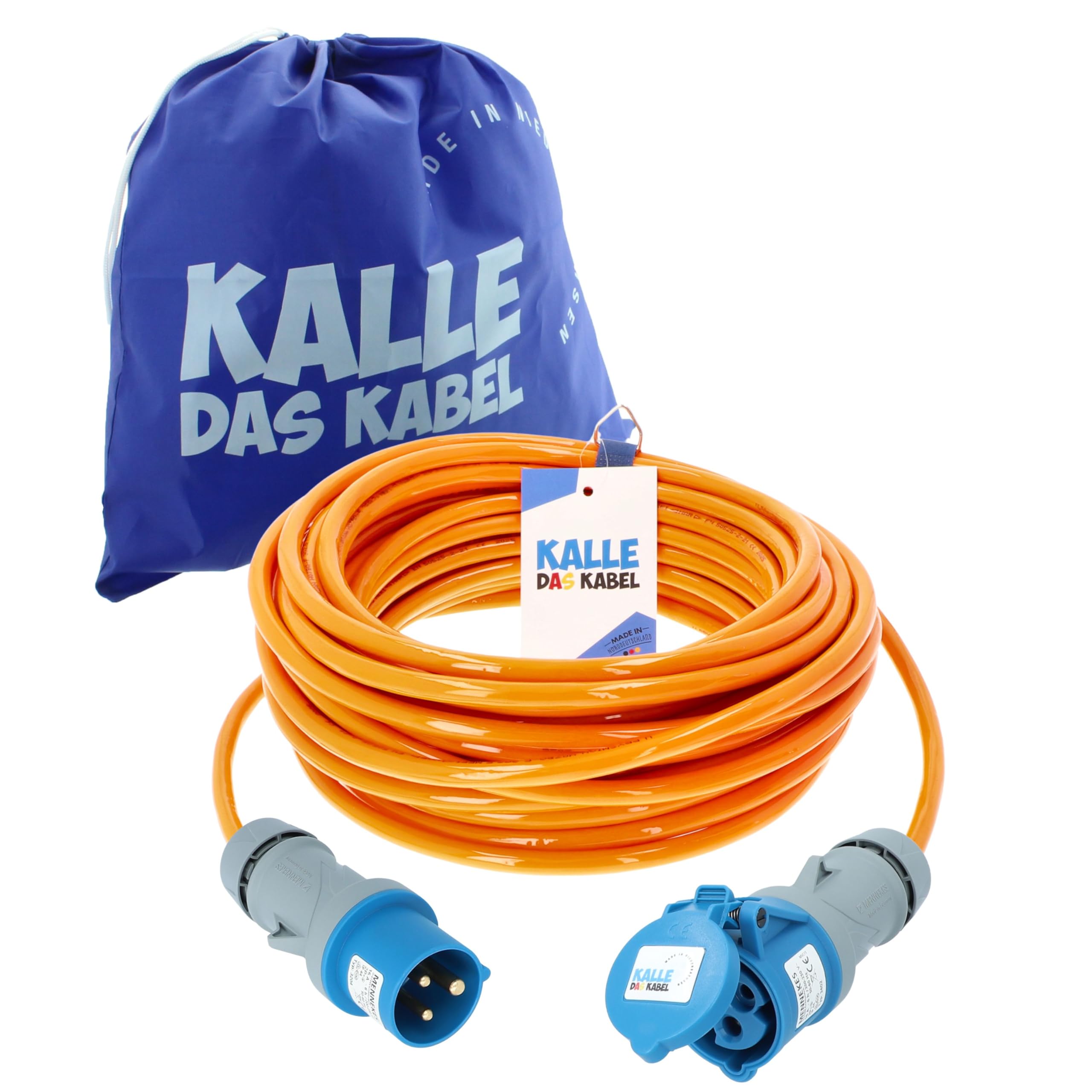 KALLE DAS KABEL CEE Verlängerung Kalle Blue Signal 2,5mm² Industrie BAU Boot Womo Camping Vollpur-Premium-Leitung 25 Meter