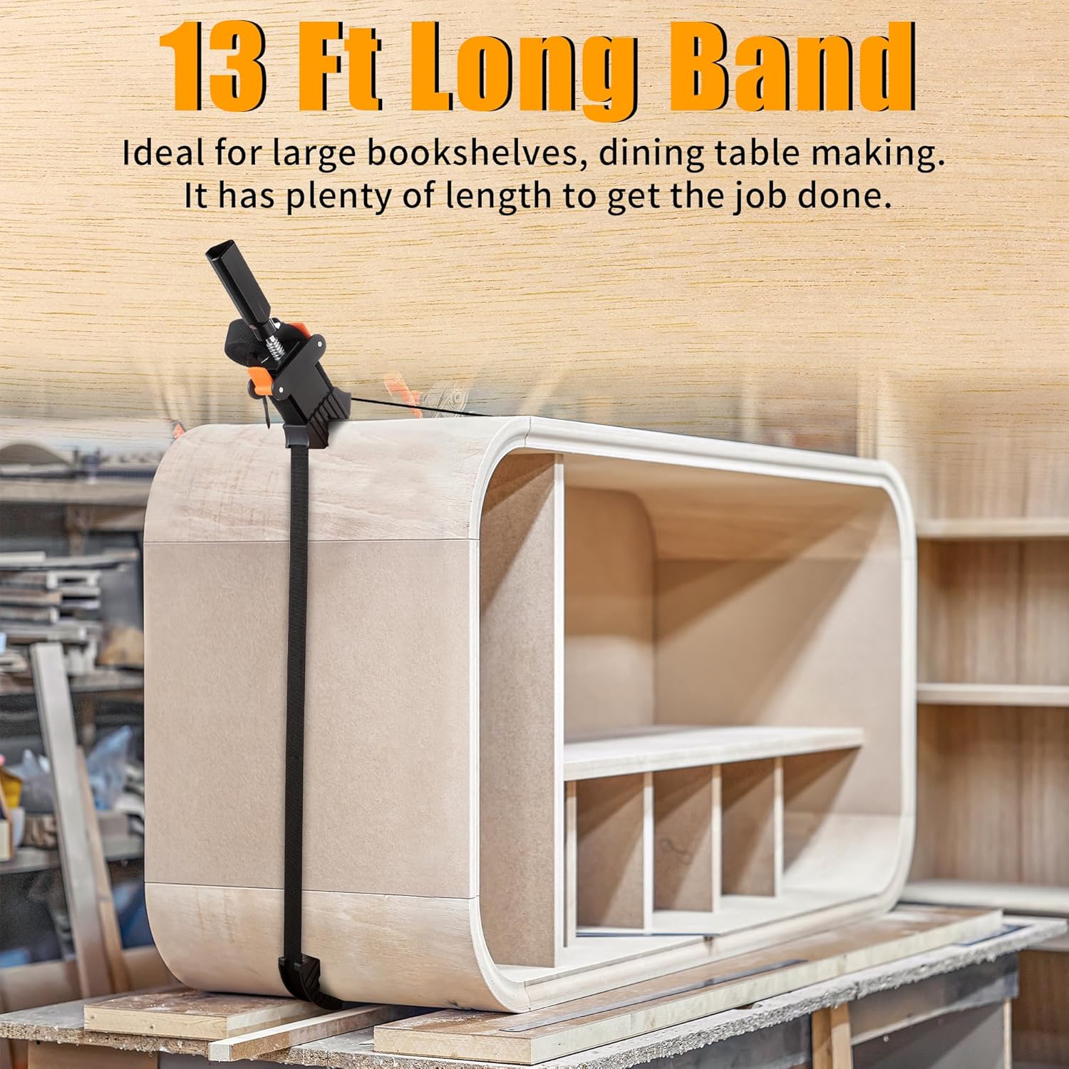 Feekoon 8 Packs 13 FT Belt Band Strap Clamps for Woodworking, Quick Release Band Clamps with 4 Corner Claws, Thick and Sturdy Belt Clamp, Adjustable Picture Frame Clamp Tool