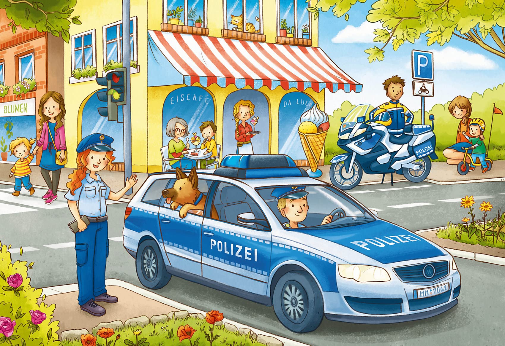 Noris 606031792 Puzle Gigante XXL, diseño de Rayas con la policía, con 45 Piezas (tamaño Total: 64 x 44 cm), para niños a Partir de 3 años