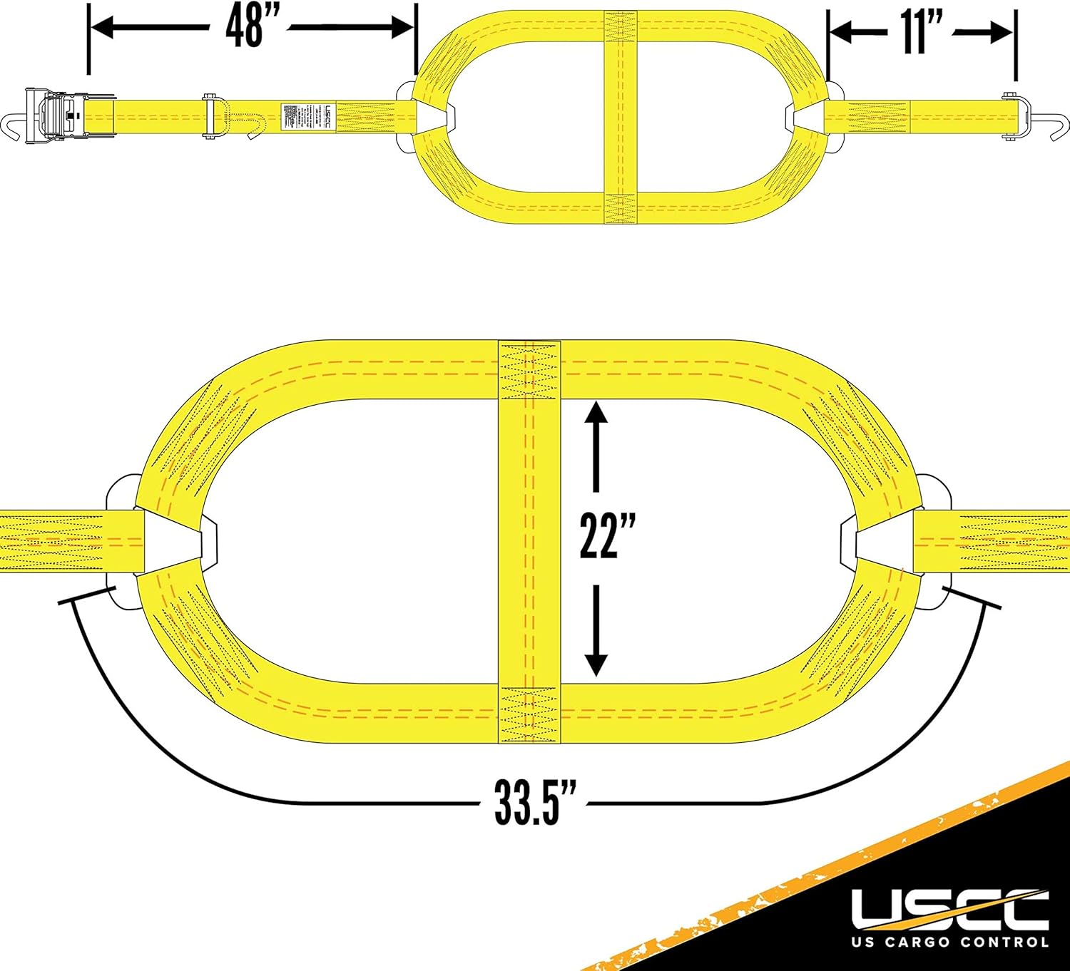 US Cargo Control Tire Bonnet Straps with Swivel Hooks and Ratchet (2-Pack), Tire Tie Down Straps Fit 14-17 Inches Tires, 2,200 lbs. Working Load Limit, Tow Dolly Basket Straps to Haul and Tow
