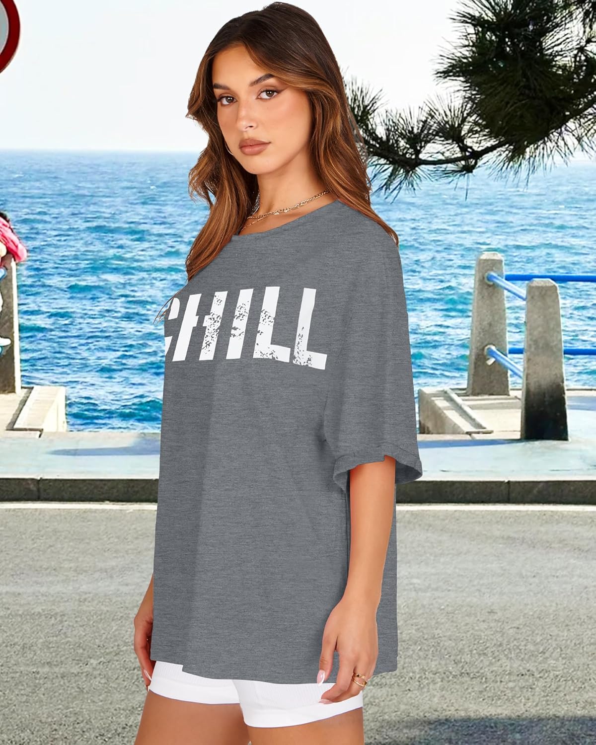 Oversized Tshirts for Women Summer Short Sleeve Casual Basic Tee Tops Loose Fit Shirts - Image 7