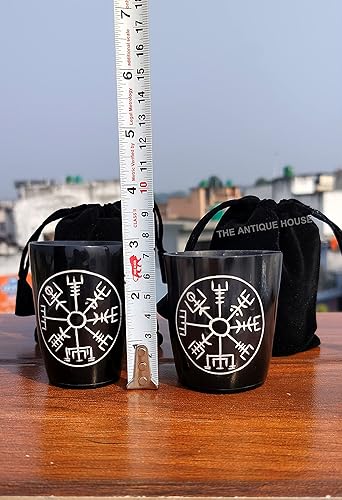 Miniatura 5 de Viking Drinking - Taza de cristal corta medieval auténtica con cuerno de cristal, vaso de whisky y vodka hecho a mano, de 3 pulgadas, con bolsa de