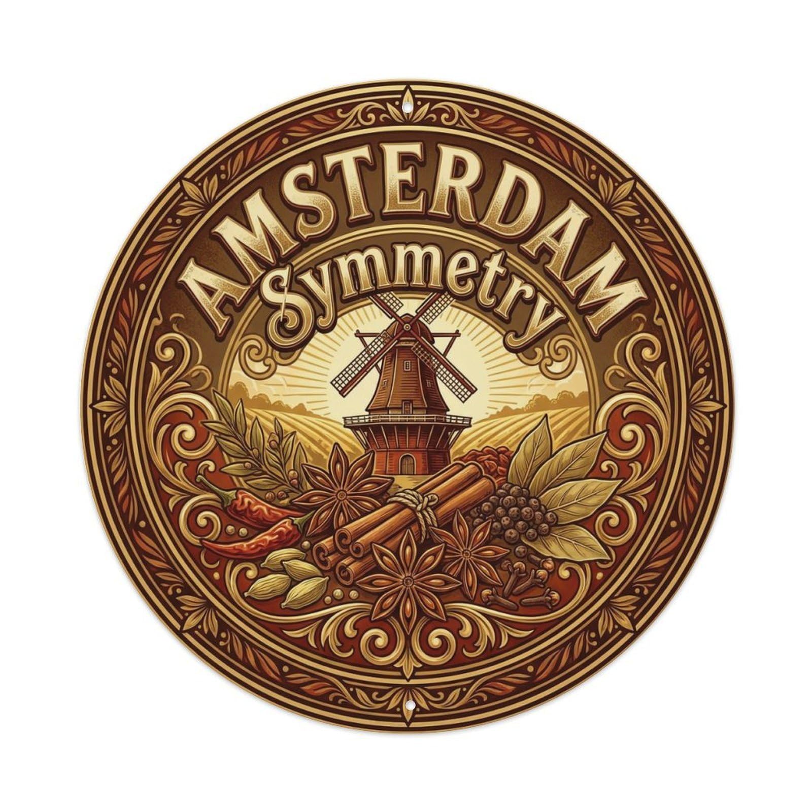 Vintage Travel Amsterdam Netherlands Equilibrium Vintage Metal Tin Sign Plaque Wall Decor for Cafe, Club Bar, Office, Garden Metal Poster 8x8Inch