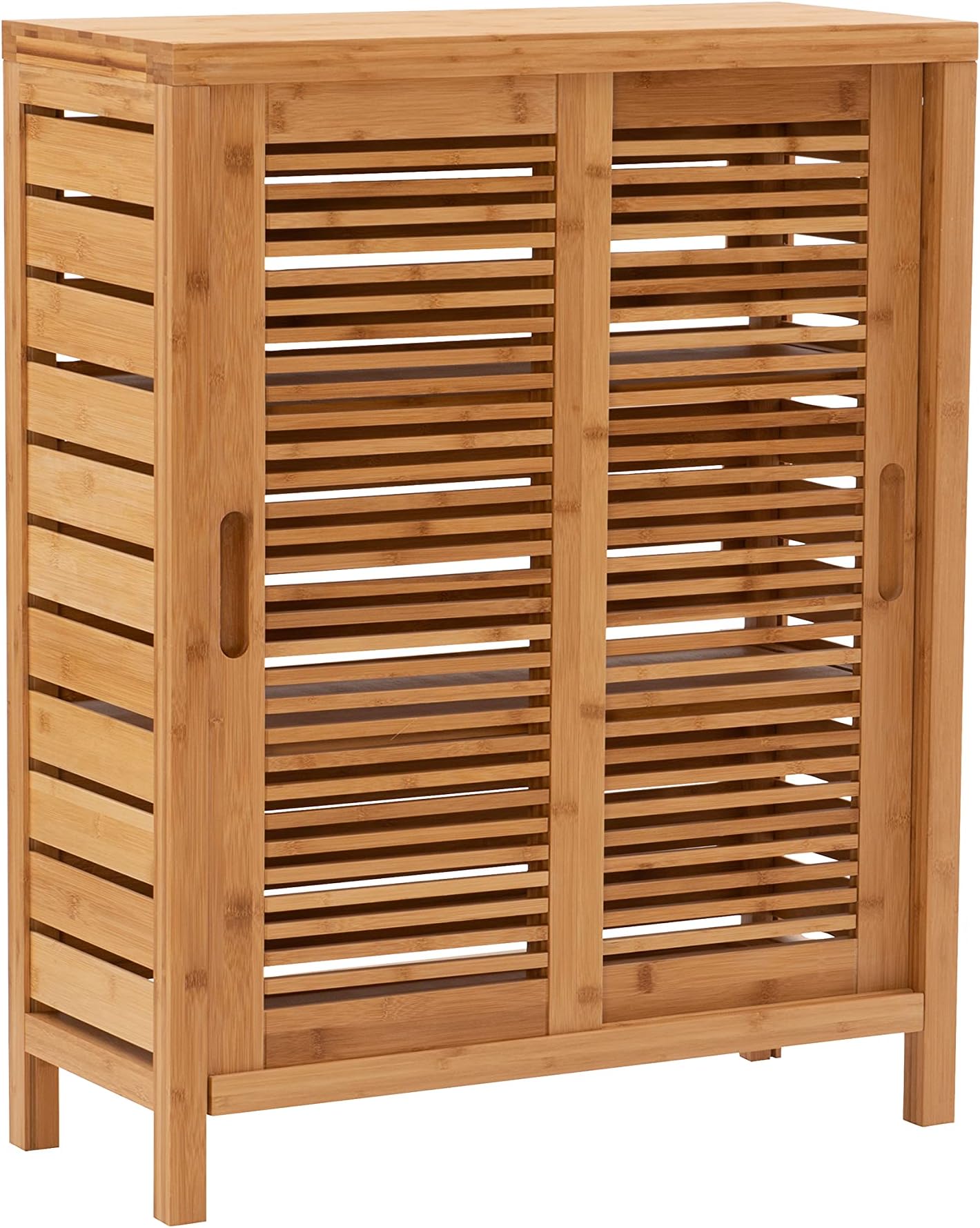 Linon Finn Bamboo Bathroom Two Door Cabinet, Brown