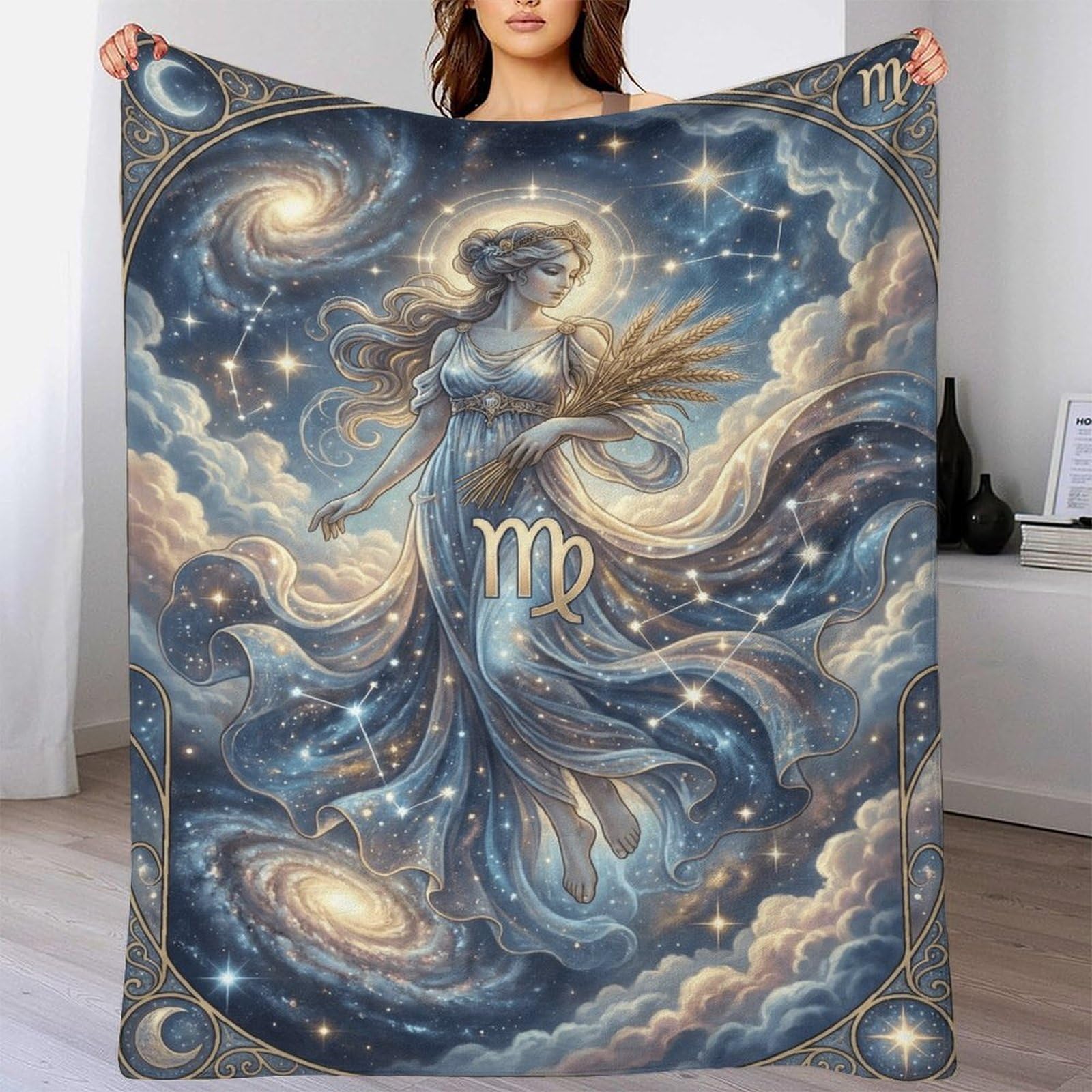 W7C8U2X3 Virgo Zodiac for Flannel Throw Blanket, Bedroom Sofa Couch