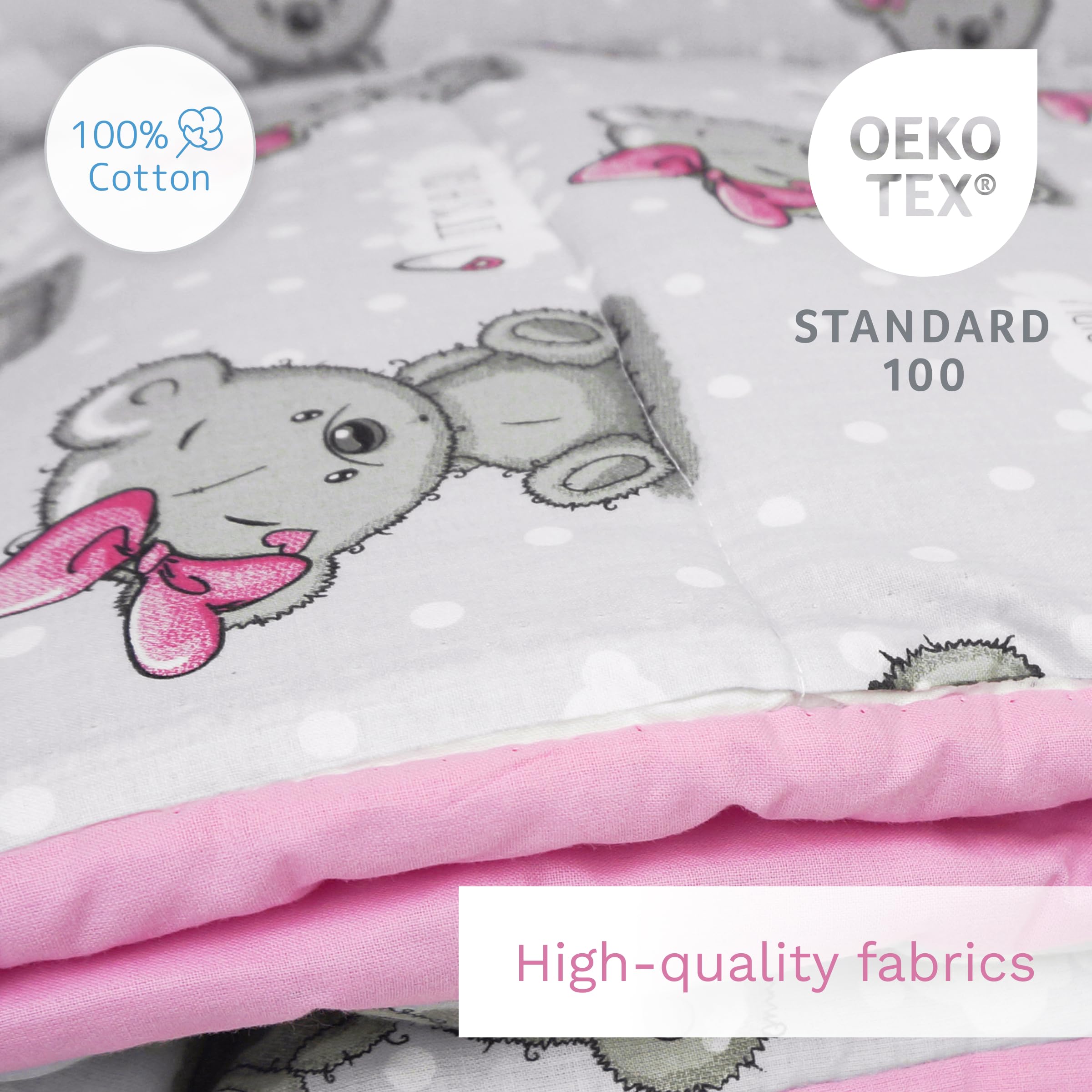 Baby Comfort Juego de Cama de 4 Piezas para niños pequeños, 120 x 90 cm, Funda de edredón y Funda de Almohada (It's a Girl) (12 Meses+)