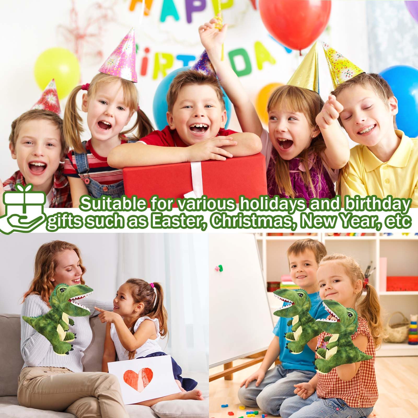ACTOYS Marioneta Animales, Marioneta Peluche Mano, Marionetas de Mano para Niños Cuentos, Títeres de Mano, Finger Puppets, Contar Cuentos, Enseñar, Regalos de Cumpleaños, Pascua,Navidad (Tiranosaurio)