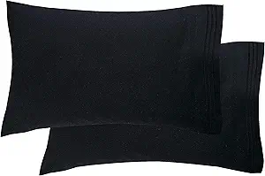Elegant Comfort Luxury Ultra-Soft 2-Piece Pillowcase Set - 1500 Premium Hotel Quality Microfiber Double Brushed - Wrinkle Resistant, Standard/Queen, Black