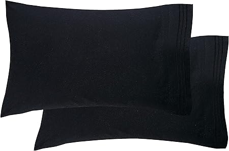 Elegant Comfort Luxury Ultra-Soft 2-Piece Pillowcase Set - 1500 Premium Hotel Quality Microfiber Double Brushed - Wrinkle Resistant, Standard/Queen, Black