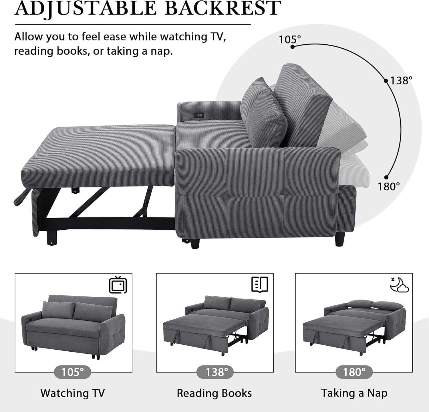 Step-by-step guide for converting the Merax loveseat into a pull-out bed