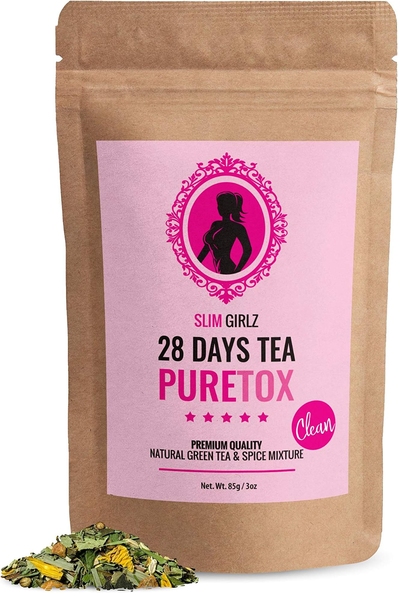 Slim Girlz D-tox Tea 28 Days | for Women | Weight Loss | Slimming and Cleanse Tea | Diet and Fat Loss Tea | 85g Loose Leaf Tea | Natural Dietary Supplement | Without Additives | Active Herbal Complex