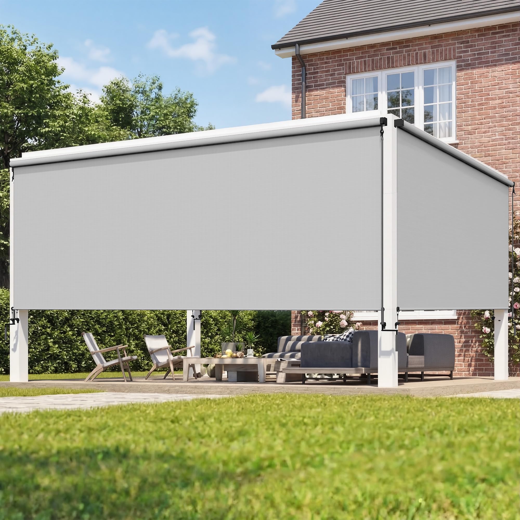 Photo 1 of Wisteria Lane Integrated Outdoor Roller Shade 10' W x 8' H, Assembly Free Outdoor Patio Blinds with 420GSM Upgraded Fabric for 95% UV Blockout, Cordless Patio Sun Shade Cloth for Outdoor Indoor
