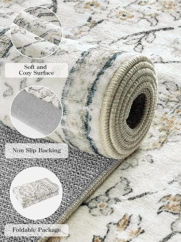 Miniatura 6 de Lahome Alfombra tradicional oriental de 2.5 x 8 pies, lavable, antideslizante, alfombra de pasillo de cocina para interiores, alfombra vintage de