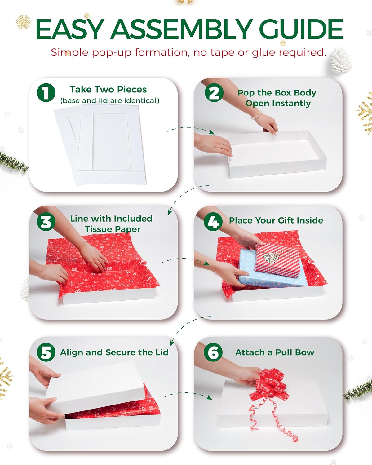 SUNCOLOR Christmas Gift Boxes with Lids for Presents, 12 Pack, 2 Sizes image 5
