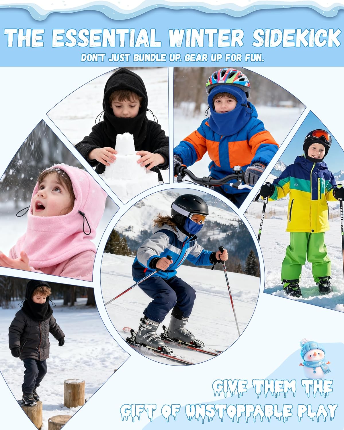 AWAYTR Kids Balaclava Ski Mask - Winter Warm Polar Fleece Face Mask for Boys Girls Windproof Snow Hat for Skiing Cycling - Image 7