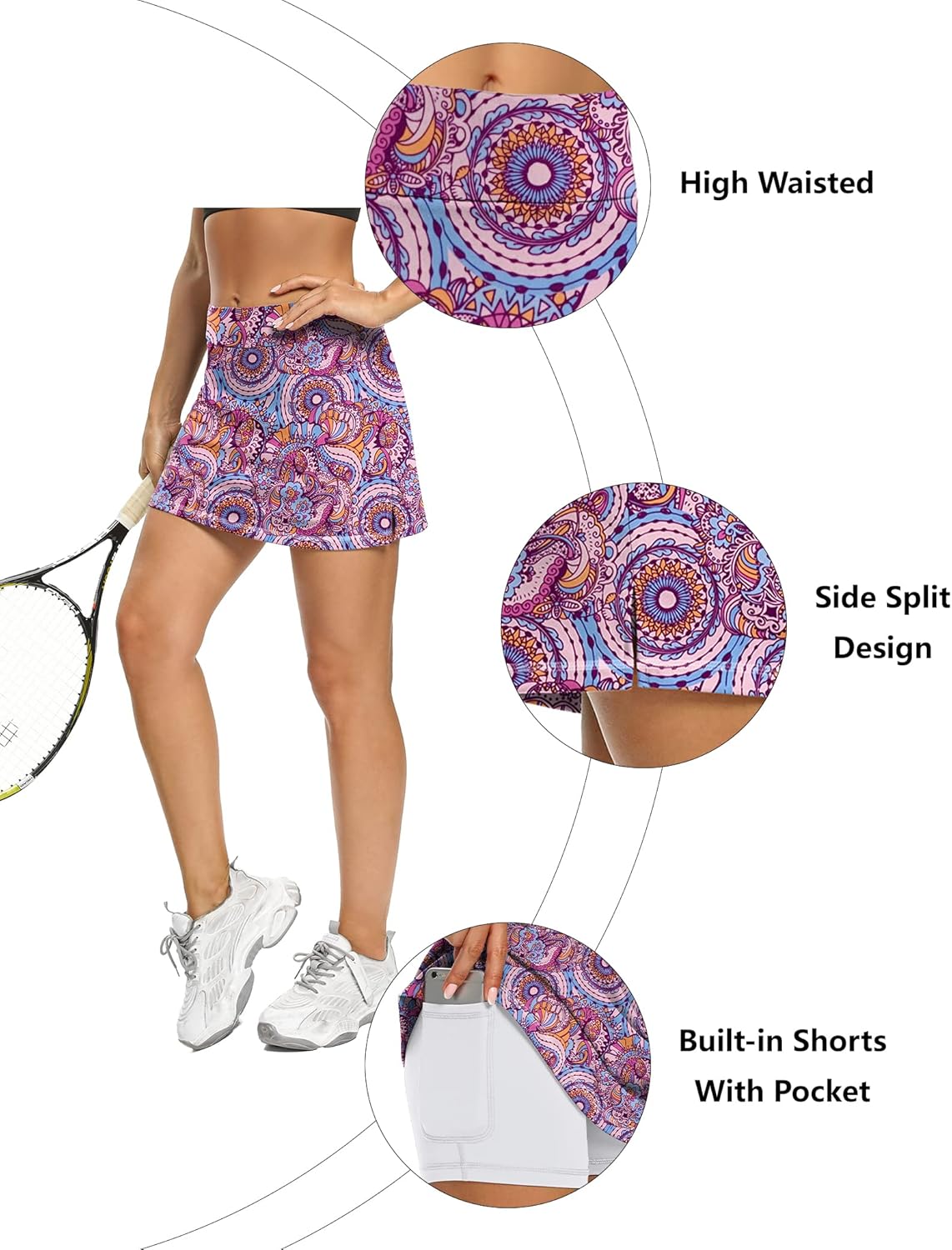 LouKeith Tennis Skirts for Women Golf Athletic Activewear Skorts Mini Summer Workout Running Shorts with Pockets - Image 3