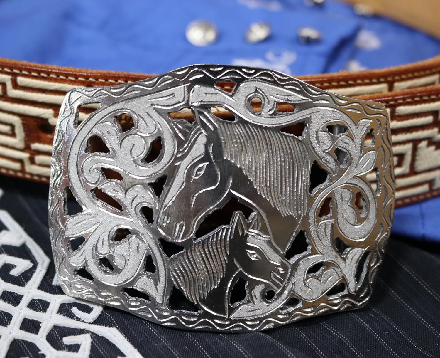 M-Royal Saddles Hebilla Acero Stainless Steel Charro Belt Buckle