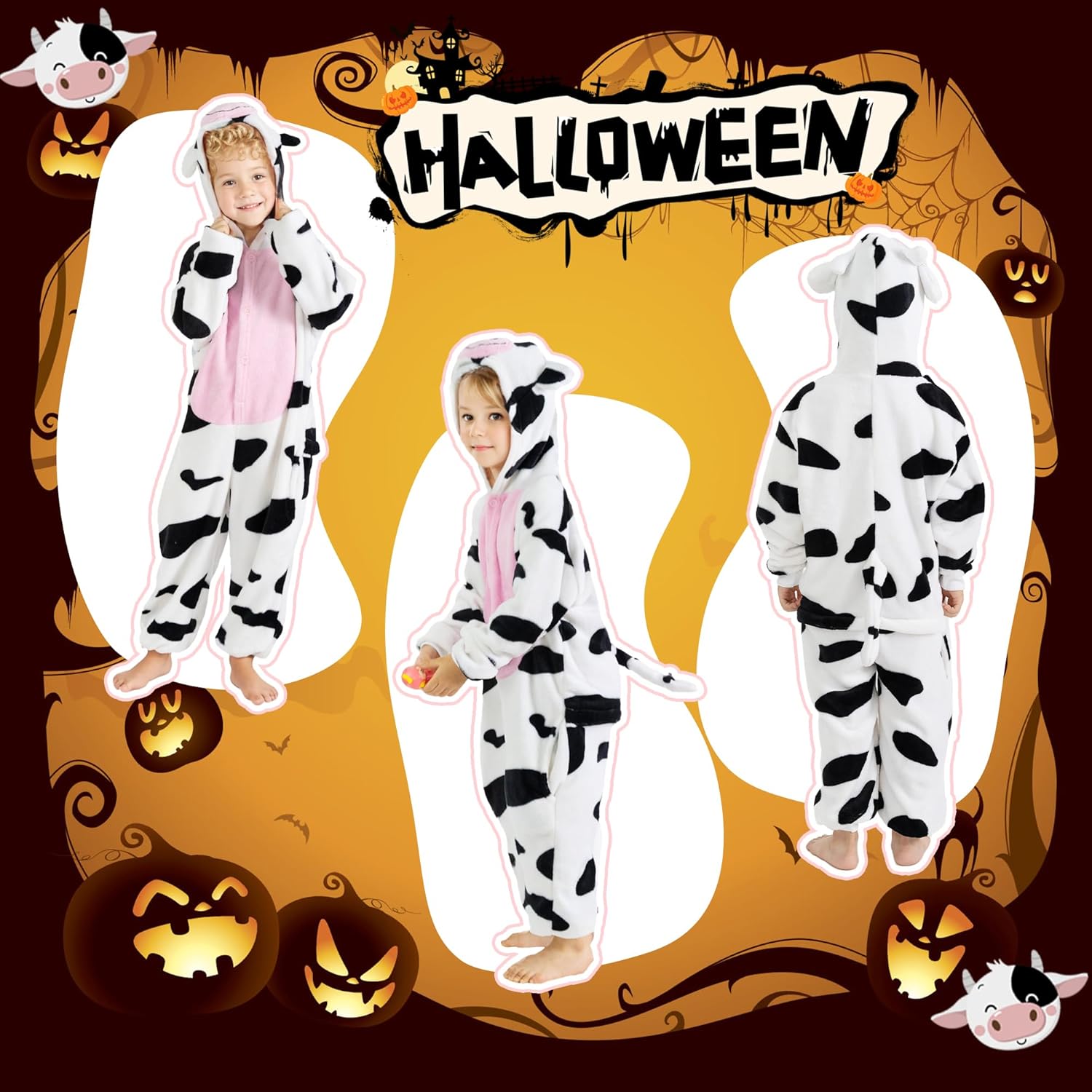 Breevo Cow Onesie Halloween Toddler Cow Costume for Boys Girls 18M-8Y - Image 4