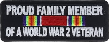 World War 2 Proud Family Member Veteran 4" Embroidered Hat Patch IVANP6640 F4D30Q
