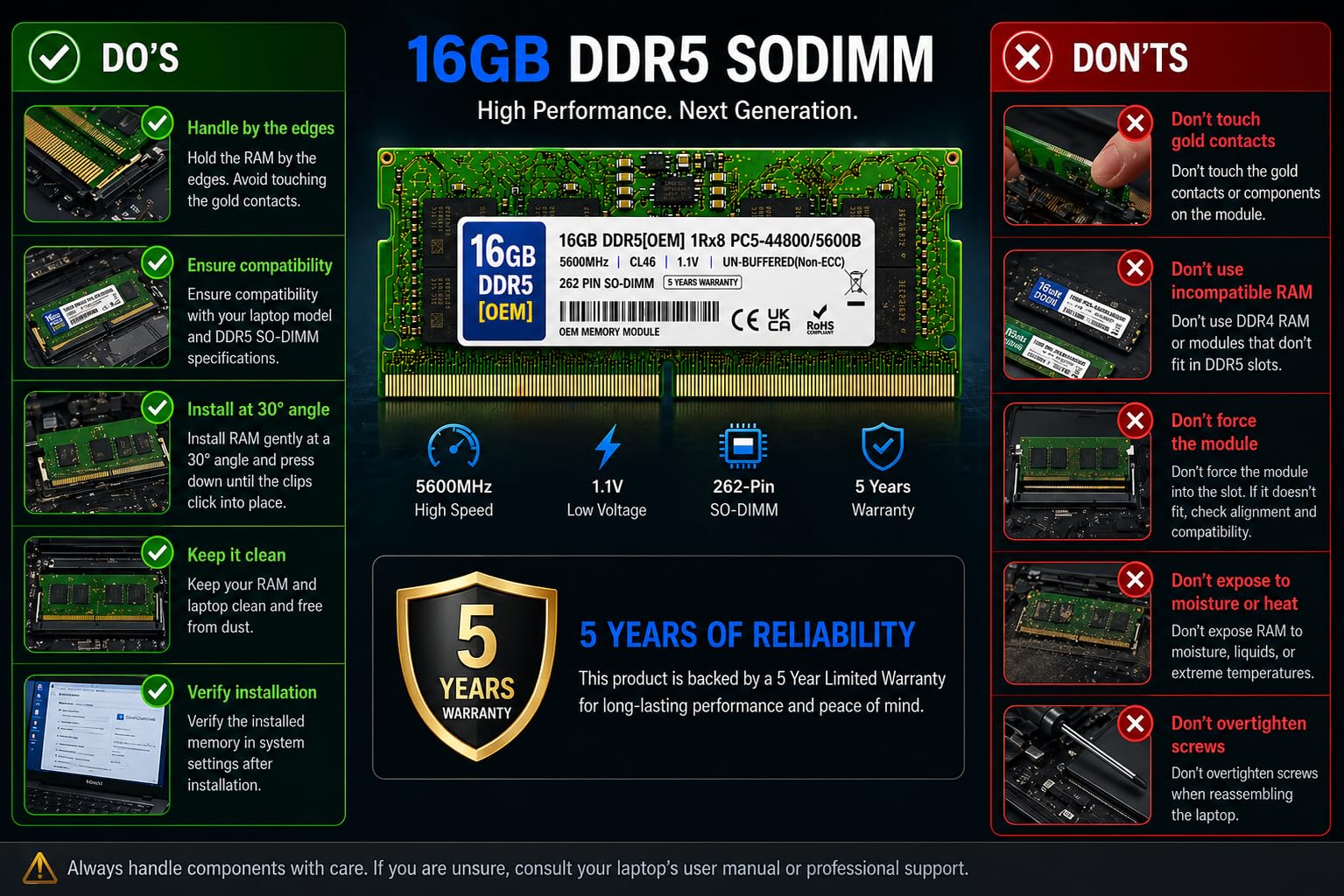 Amazon.in: Buy 16GB DDR5 5600MHz OEM Laptop RAM Compatible with
