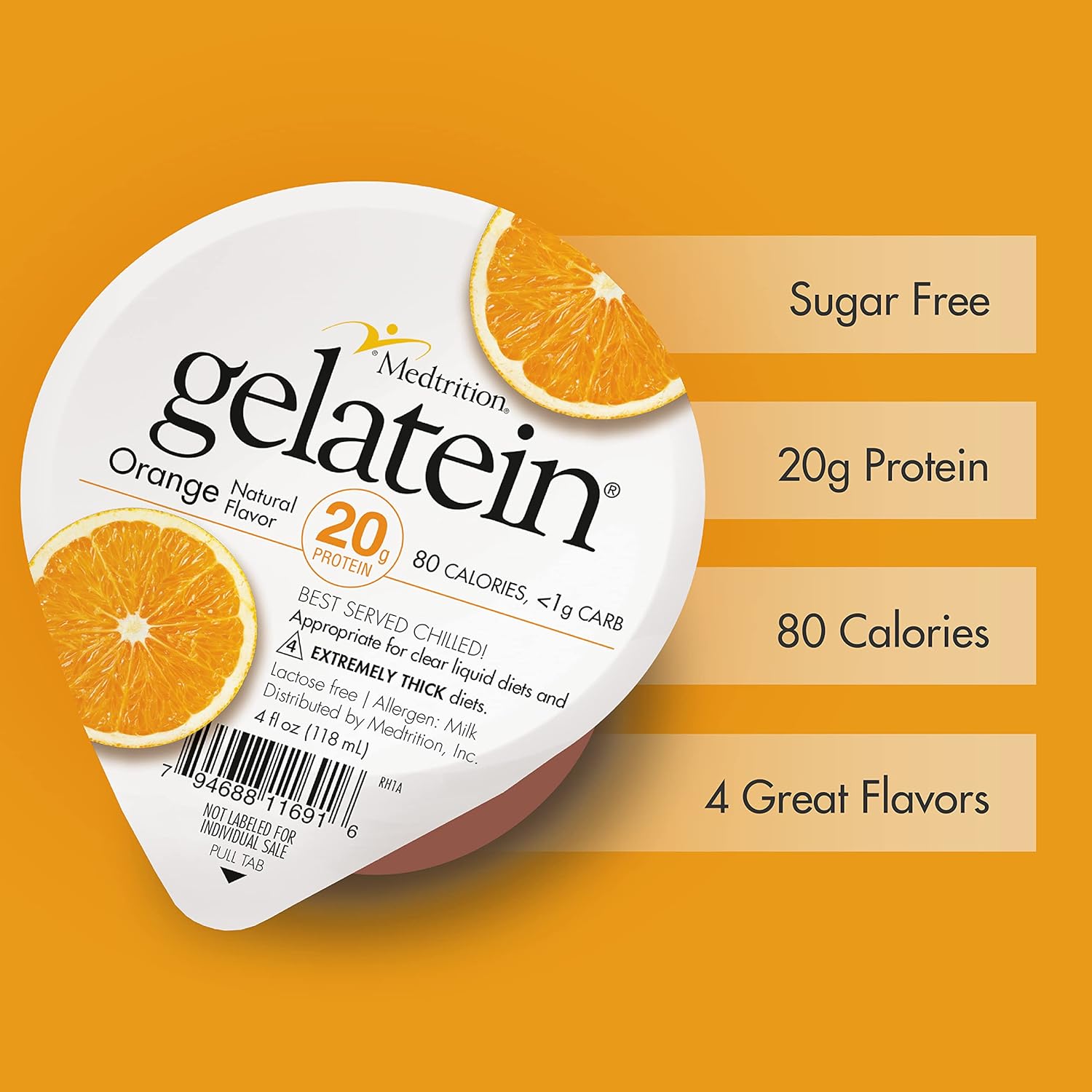 Medtrition Gelatein Orange: 20 Grams of Protein. Sugar Free. Ideal for Clear Liquid Diets, swallowing Difficulties, bariatric, Dialysis and Oncology. Great pre or Post-Workout Snack. (12 Pack) - Image 4