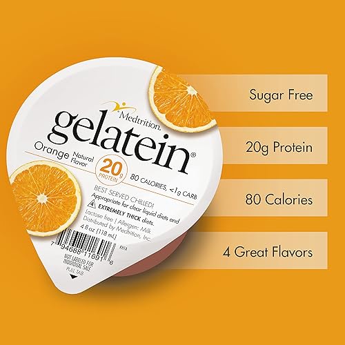 Miniatura 4 de Gelatein 20 Naranja 071oz de proteínas Sin azúcar Ideal para dietas líquidas claras dificultades para tragar bariátrico diálisis y oncología Gran