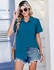 Tops de verano para mujer Zeagoo, camisa de manga corta con botones, cuello en V 7