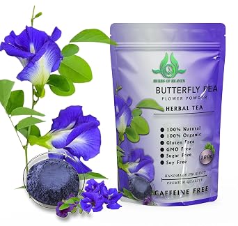 100g Blue Butterfly Pea Powder - 100% Natural Flower Powder for Vibrant Blue Drinks & Natural Food Coloring - Caffeine-Free