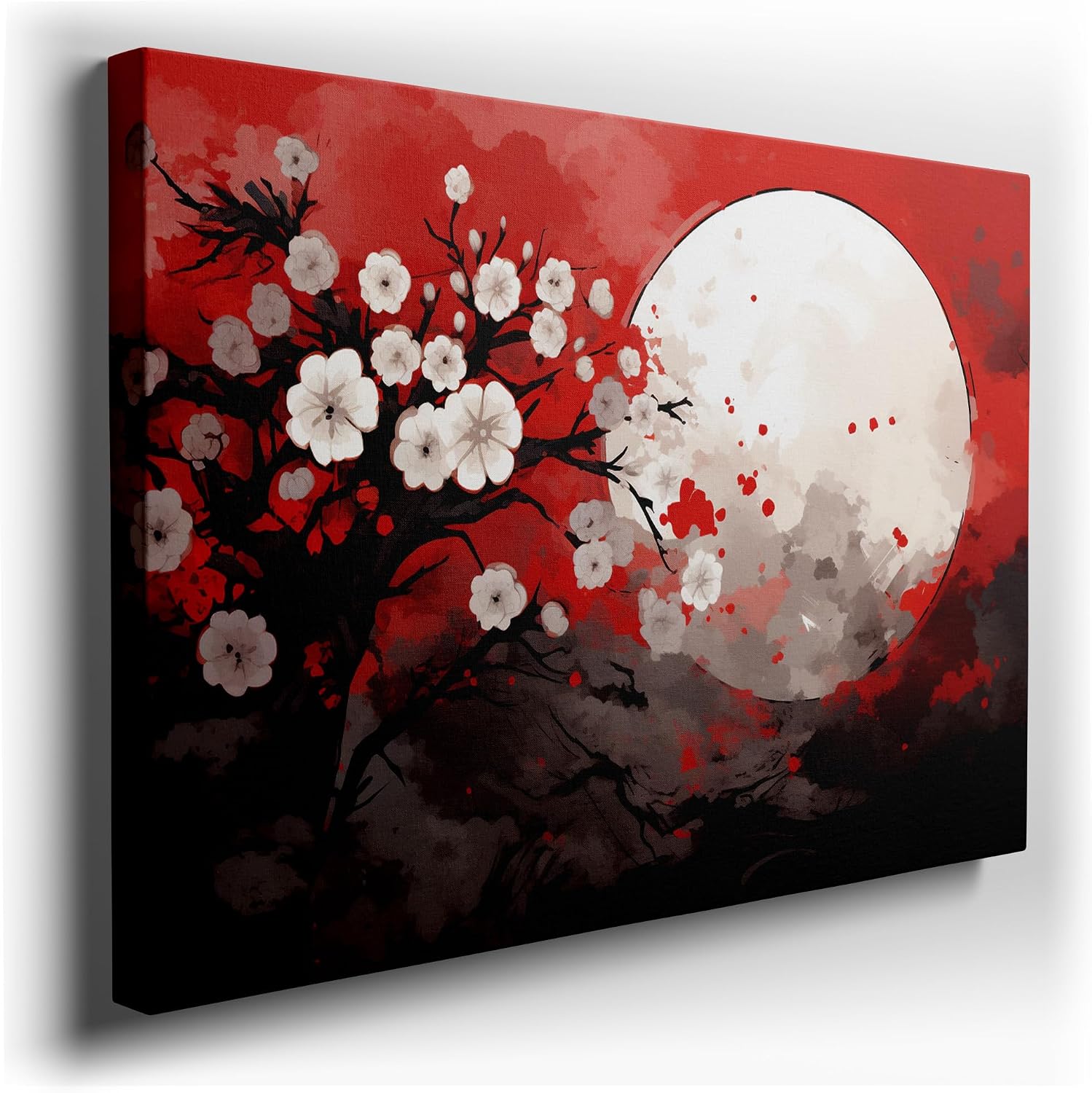 Canvas for Living room. Mystical Moonlight Dance in a Cherry Blossom Night, 27 x 18 inch Canvas Wall Art - Contemporary Masterpieces - Modern Home Decor - 69x46 cm (27x18 inch)
