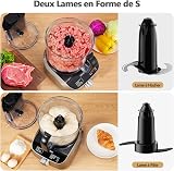 YASHE Robot Cuisine Multifonctions – Blender, Mixeur, Moulin, Presse-Agrumes, Pétrin avec Bol de 2,5L et Blender de 1,5L, 1300W, 3 Vitesses, Fonction Pulse, Verrouillage de Sécurité - 5