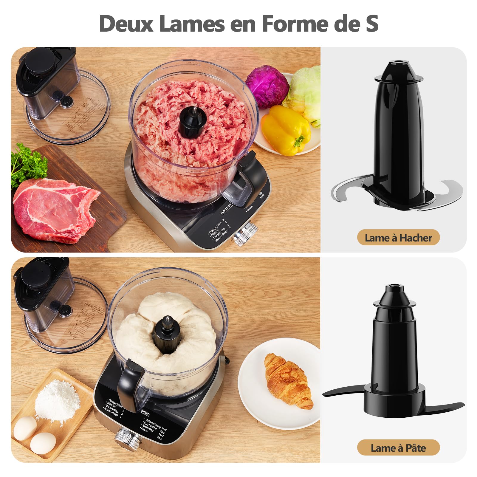 YASHE Robot Cuisine Multifonctions – Blender, Mixeur, Moulin, Presse-Agrumes, Pétrin avec Bol de 2,5L et Blender de 1,5L, 1300W, 3 Vitesses, Fonction Pulse, Verrouillage de Sécurité