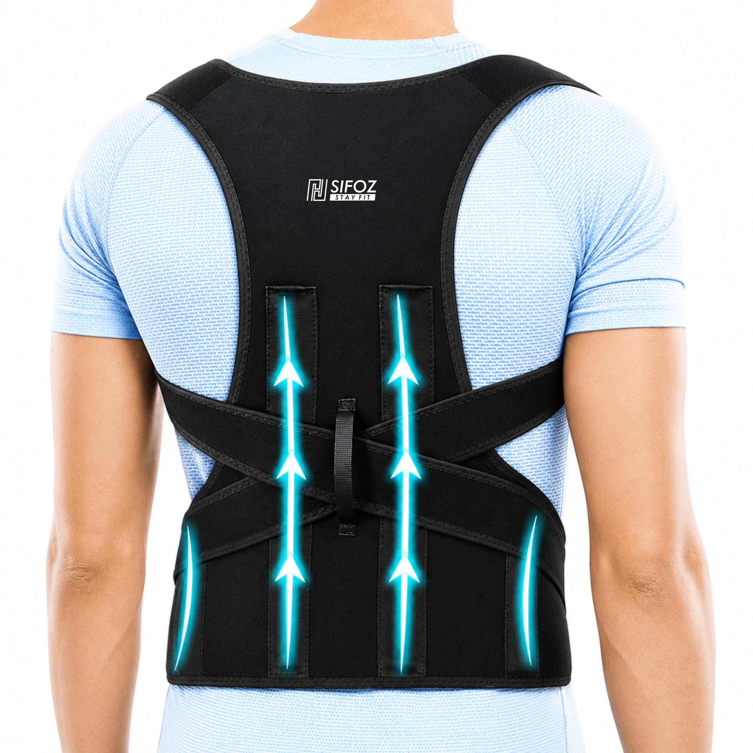 Sifoz Free Size Posture Corrector For Men And Women Back Support Belt Back Pain Back Straight And Shoulder Support Belt (Universal Size) (Metallic Belt) (Posture Corrector Belt)