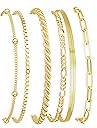 DEARMAY Gold Bracelets for Women Waterproof, 14K Gold Plated Jewelry Sets Trendy Thin Dainty Stackable Cuban Link Paperclip Chain Bracelet Pack Fashion Accessories Gifts for Womens