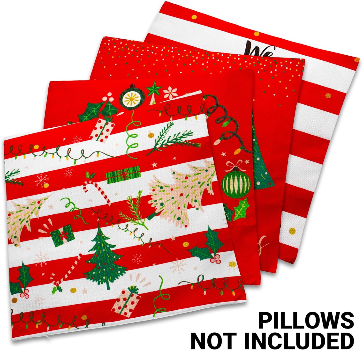 G128 Christmas Decoration Elegant Pine Spruce Waterproof Throw Pillow Covers | 18 x 18 in | Set of 4, Beautiful Cushion Covers for Christmas Sofa Couch Decoration, Indoor/Outdoor