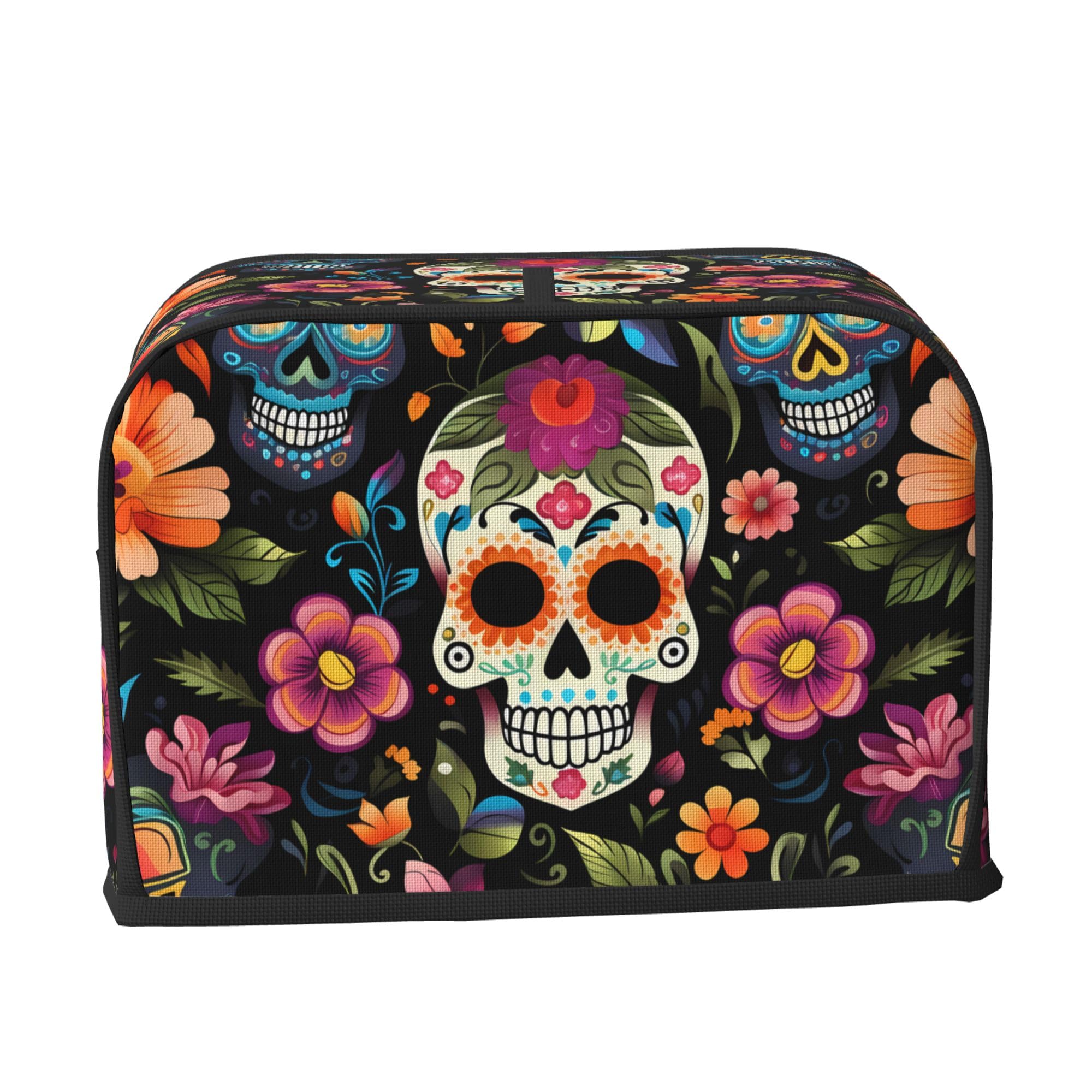 AYCZN 2 Slice Toaster Cover Day Of The Dead Bread Dust Cover Sugar Skull Flower Small Appliance Toaster Covers with Pockets Fingerprint Protection Kitchen Decor