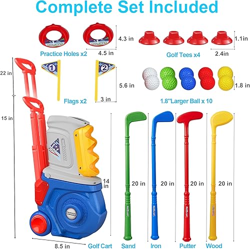 Miniatura 3 de Juego de golf para niños pequeños con 10 bolas, juguetes de golf para niños pequeños para edades de 1, 2, 3, 4, 5 (juego de golf azul)