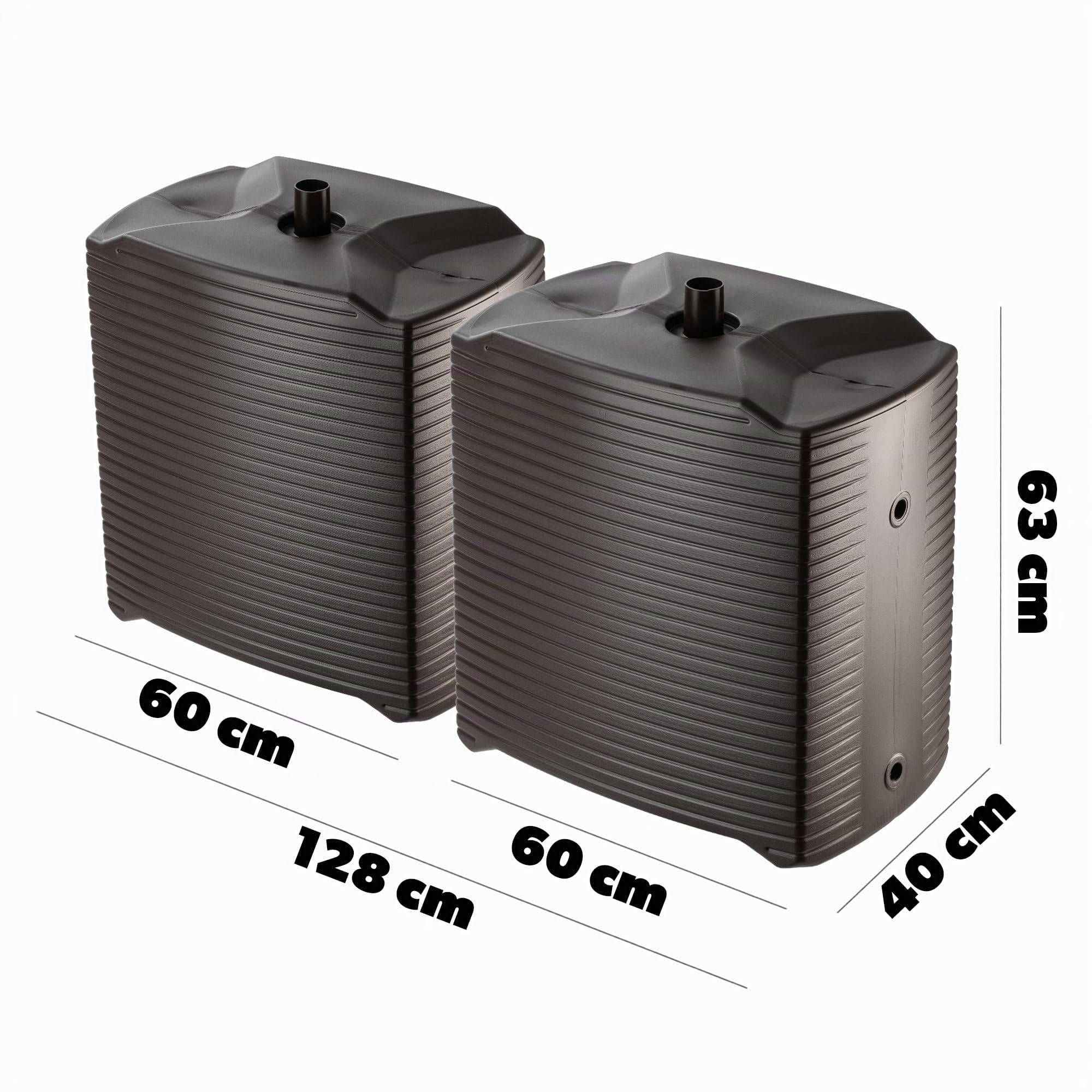 KADAX 2X Regentonne 125 Liter mit Regensammler, Auslaufhahn & Anschlussset B, modularer Regenwassertonne aus robustem Kunststoff, großer Regenwassertank für Garten (Mokka)
